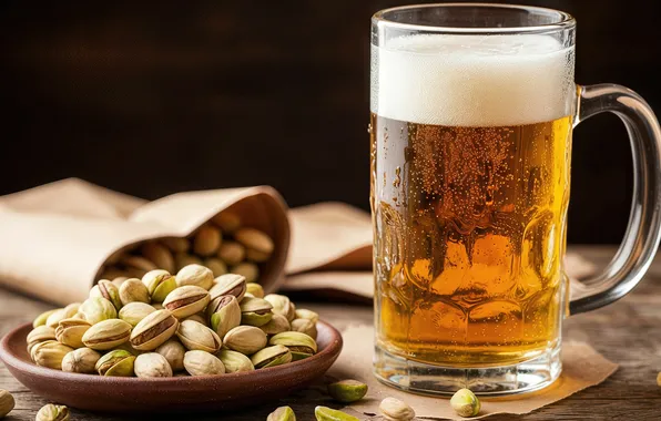 Beer, mug, pistachio