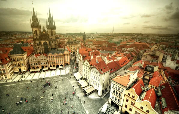 The sky, light, the city, people, Gothic, view, building, home