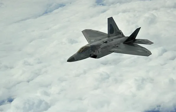 Clouds, flight, the plane, F-22, Raptor, Stealth, UNITED STATES AIR FORCE, Lockheed/Boeing