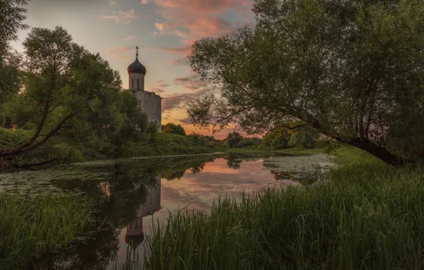 Shore, Church, pond
