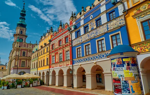 Picture building, home, area, Poland, cafe, town hall, stand, Poland