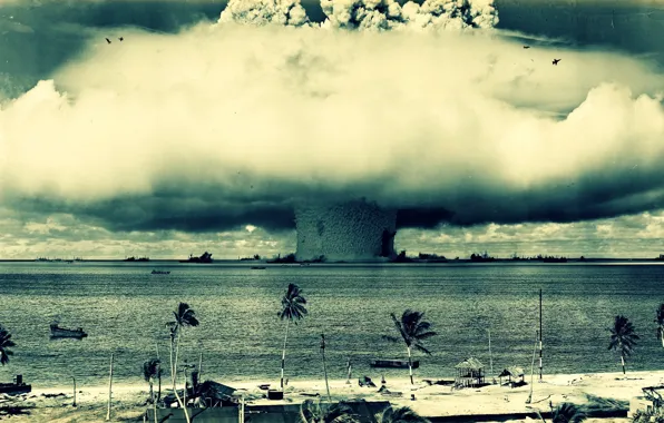 Picture the explosion, mushroom, cloud, the atomic bomb