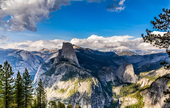 Forest, mountains, nature, Glacier Point, yosemite
