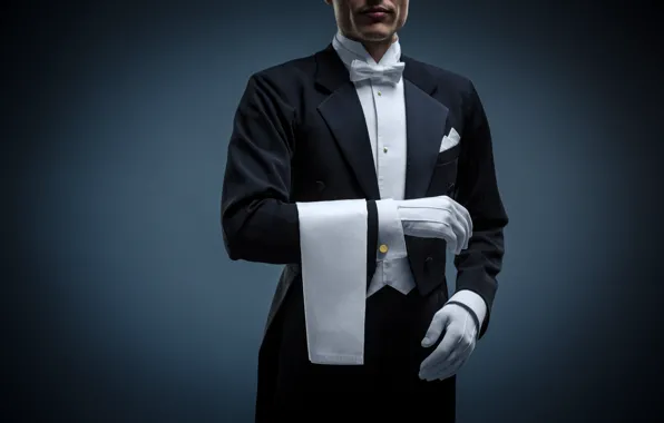 Picture man, elegant, uniform, butler