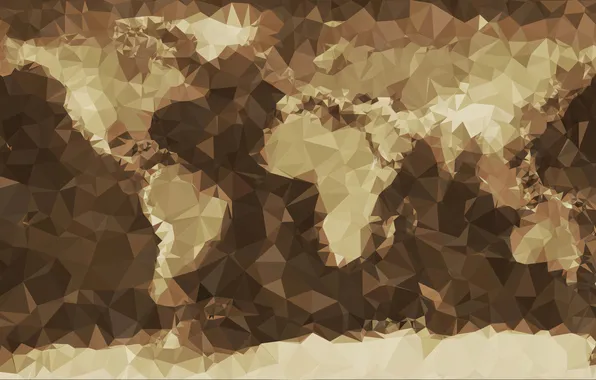 Triangles, continents, world map, VLADSTUDIO