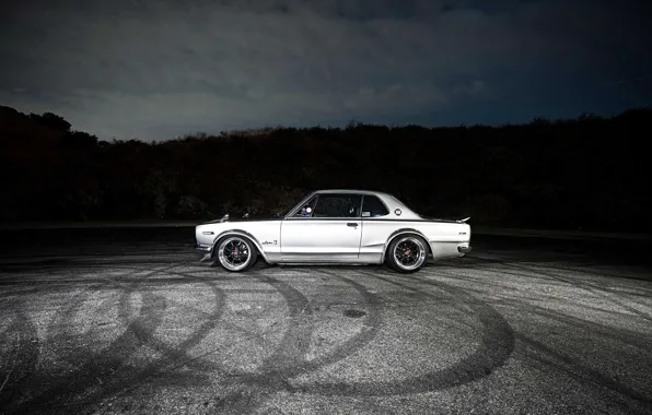 Auto, Machine, Grey, Nissan, 1971, Nissan, Lights, Car