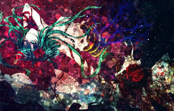 Girl, abstraction, style, anime, art, cyborg, vocaloid, gumi