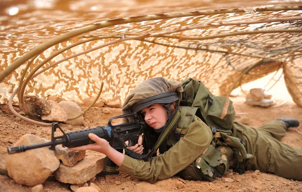 Girl, soldiers, Israel Defence Force