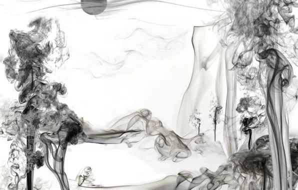 Water, landscape, smoke, Moonlight, dye