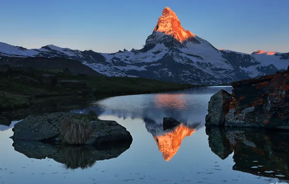 Light, mountains, lake, effect