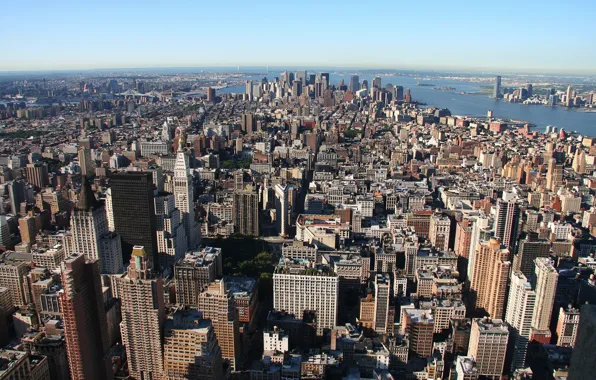 Picture skyscrapers, roof, Manhattan, megapolis, Manhattan