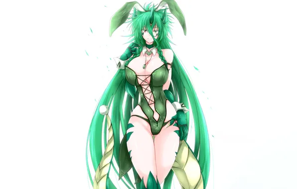 Girl, sexy, cleavage, horns, long hair, boobs, sexy girl, anime