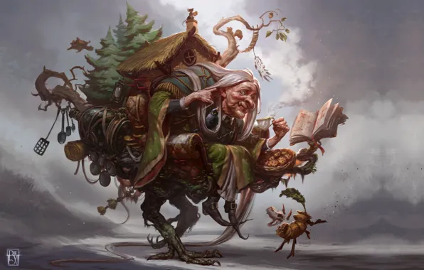 Fantasy, art, Antonio De Luca, Baba Yaga, Babayaga