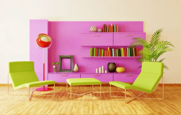 Picture book, interior, creative, chair, wardrobe, design, pink