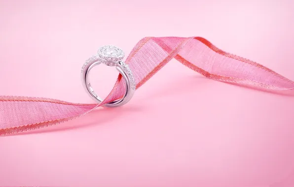 Ring, tape, pink background