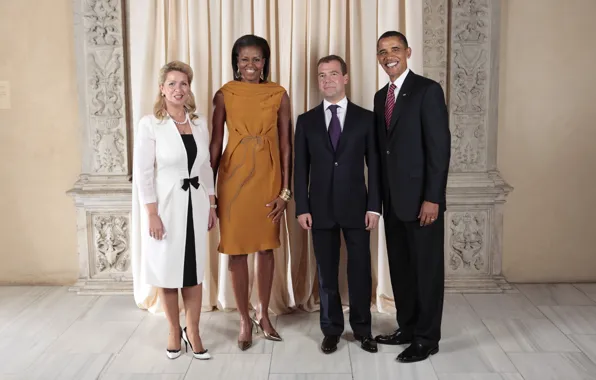 Smile, policy, President, Medvedev, blue tie, Obama