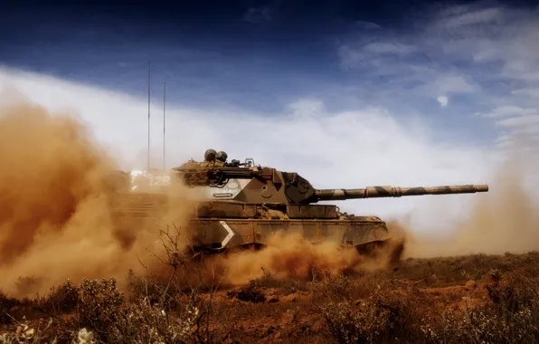 The sky, dust, leopard, tank, Leopard