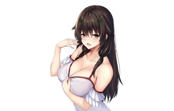 Picture girl, sexy, cleavage, long hair, dress, boobs, anime, beautiful