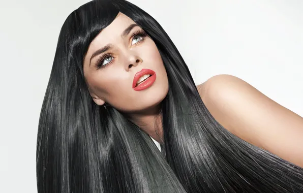 Picture girl, background, model, hair, makeup, lipstick, lips, eyelashes. look