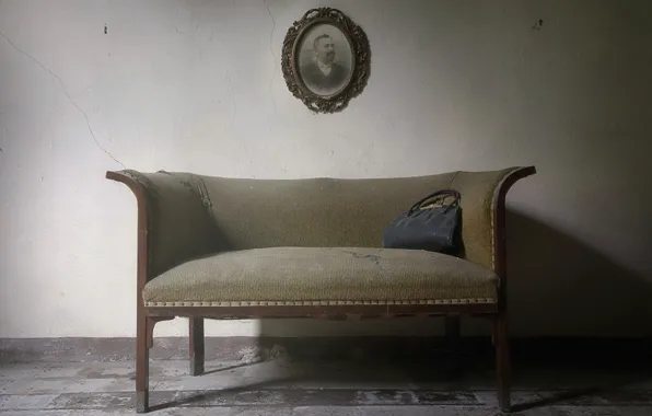 Room, sofa, bag, naturalism