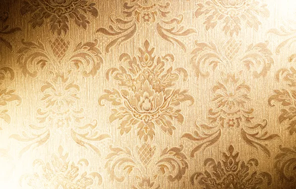 Gold, Wallpaper, texture, fabric, vintage