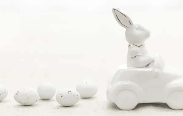 White, holiday, toy, eggs, spring, rabbit, Easter, white background