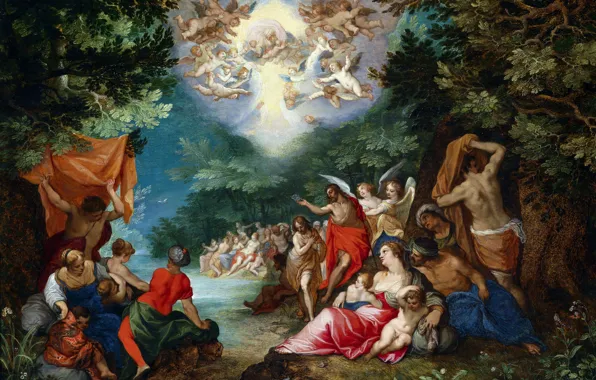 Picture, religion, mythology, Jan Brueghel the elder, The Baptism Of The Lord