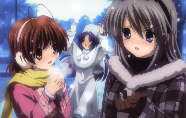 Girls, winter, Clannad, Clannad, anime winter