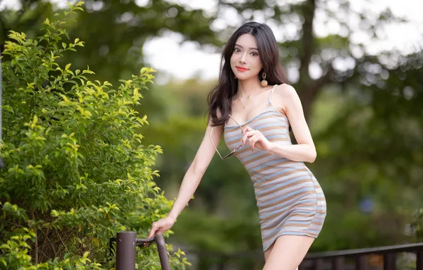 Picture look, girl, pose, dress, Asian