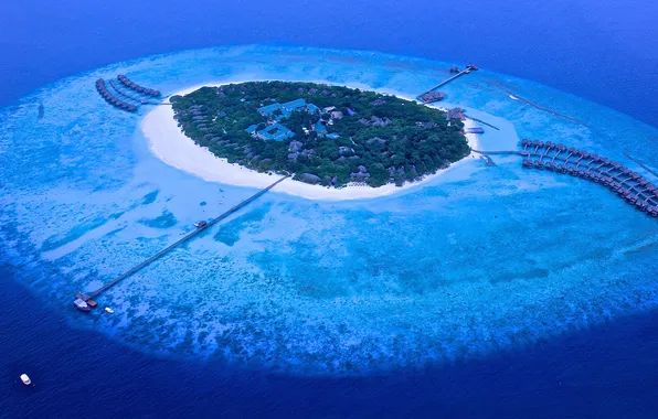 Beach, the ocean, island, pierce, The Maldives, resort, reef, Maldives