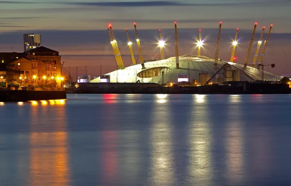 Night, lights, England, London, stadium, O2 Arena