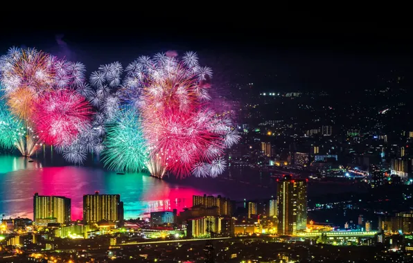 Night, salute, Japan, Japan, night, fireworks