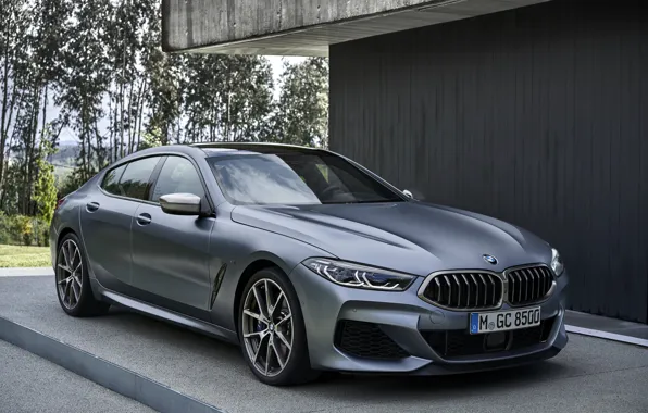Picture coupe, BMW, Gran Coupe, 8-Series, 2019, the four-door coupe, Eight, near the wall