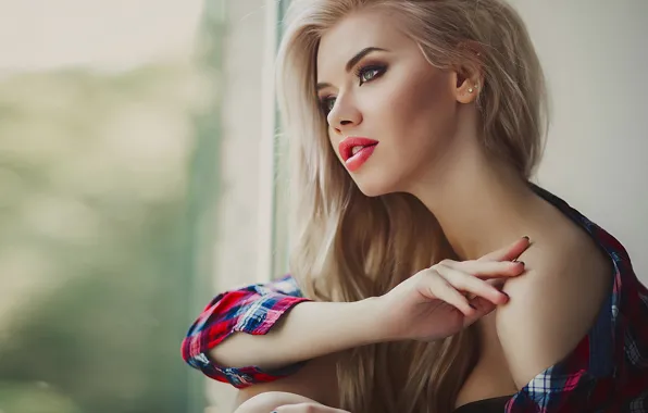 Look, girl, pose, photo, model, makeup, window, blonde