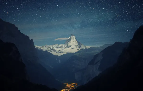 Picture stars, mountains, Matterhorn