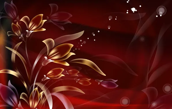 Line, flowers, paint, vector, petals