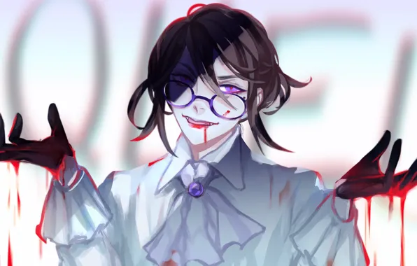 Picture blood, art, glasses, guy, m0queur
