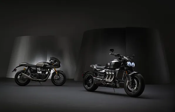 Motorcycle, bike, bike, motorcycle, the dark background, Triumph, Triumph Thruxton, dark background