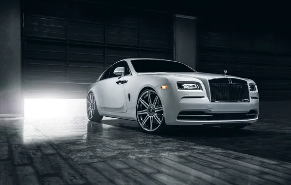 Picture Rolls-Royce, Car, Front, White, Wheels, Class, Premium, Wraith