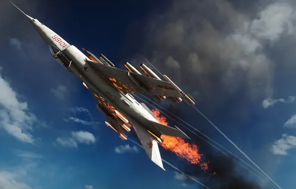 The sky, the plane, fire, flame, Battlefield 4