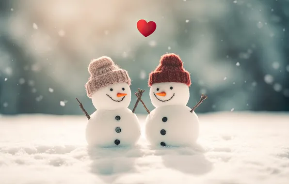 Winter, snow, Christmas, New year, snowmen, snowman, AI art, neural network