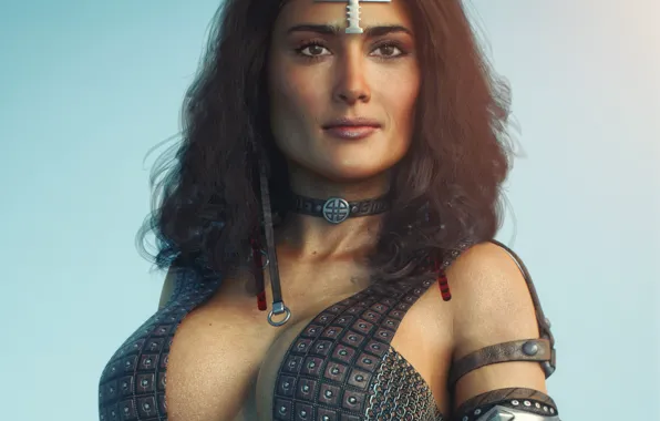 Picture chest, girl, rendering, beauty, Tits, Salma Hayek