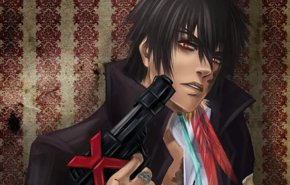 Look, gun, feathers, art, guy, koyasu, Katekyo Hitman Reborn!, senses