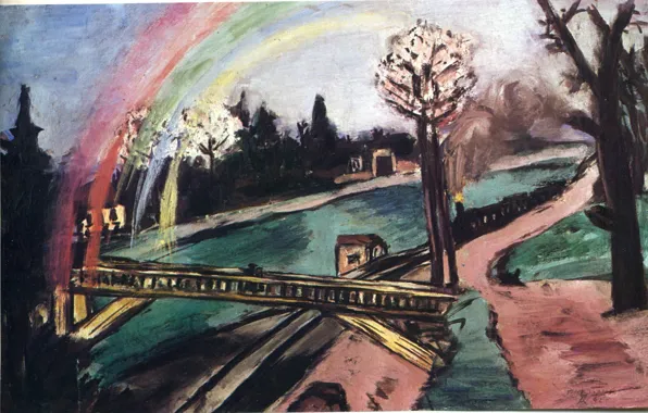 Picture river, 1942, Vanguard, Expressionism, Max Beckmann, and rainbow, Railway bridge