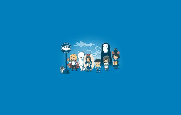 Picture anime, art, Hayao Miyazaki, totoro, chibi, characters, spirited away, tonari no totoro