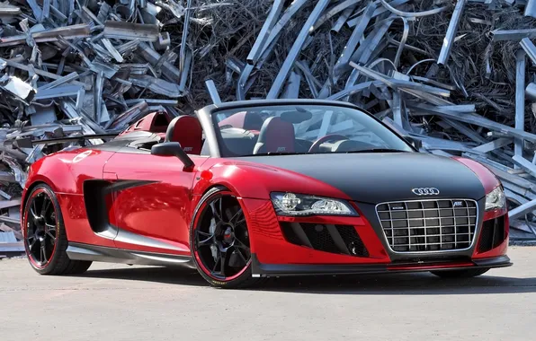 Red, background, Audi, tuning, Audi, supercar, Spyder, tuning