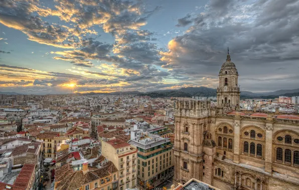 Picture clouds, sunrise, building, Spain, Barcenilla