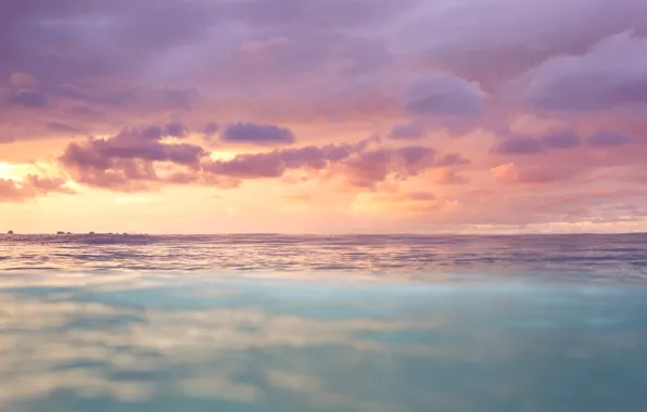 Picture sea, clouds, sunset