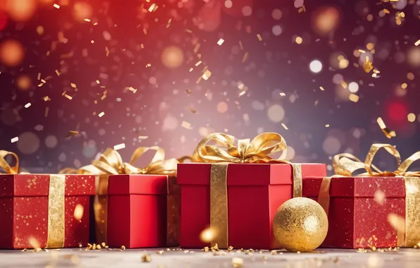 Light, Shine, ball, sequins, Christmas, gifts, red, New year