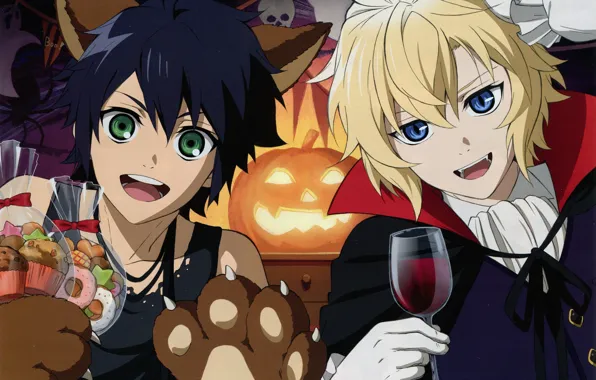 Guys, Halloween, Owari no Seraph, The last Seraphim, Yuichiro Hakua, Michaela Hakua